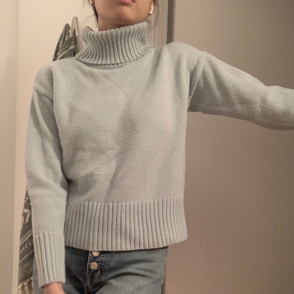 Baby blue turtleneck
